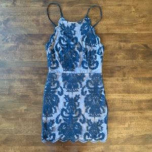 Xenia Navy Lace Bodycon Homecoming Dress